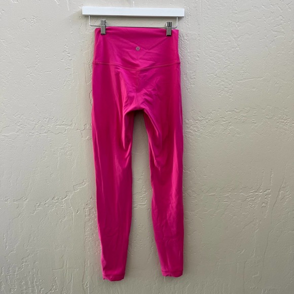 EUC Lululemon Sonic Pink High Rise Align Full Length 28" Leggings size 6 - Picture 6 of 8
